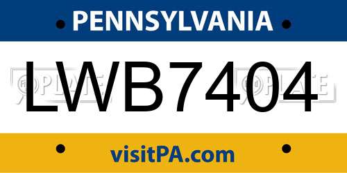 LWB7404 Pennsylvania License Plate