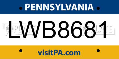 LWB8681 Pennsylvania License Plate