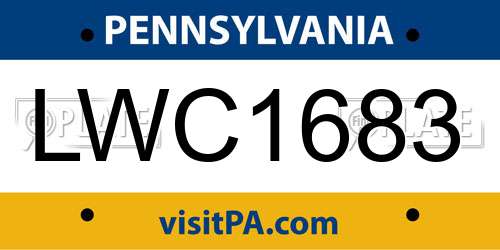 LWC1683 Pennsylvania License Plate