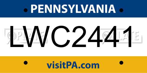 LWC2441 Pennsylvania License Plate