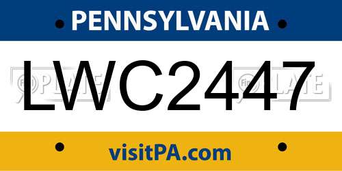 LWC2447 Pennsylvania License Plate
