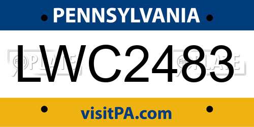 LWC2483 Pennsylvania License Plate