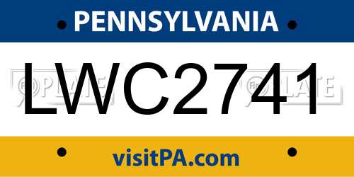 LWC2741 Pennsylvania License Plate