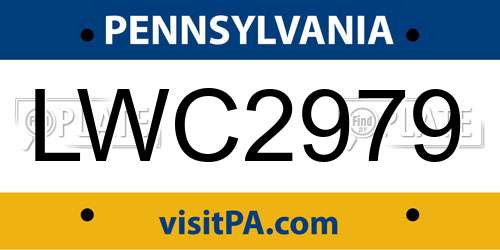 LWC2979 Pennsylvania License Plate