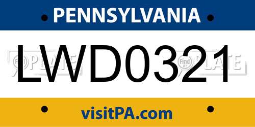 LWD0321 Pennsylvania License Plate