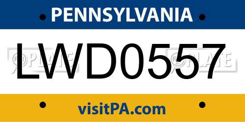 LWD0557 Pennsylvania License Plate