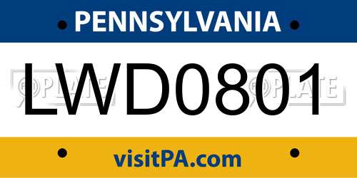 LWD0801 Pennsylvania License Plate