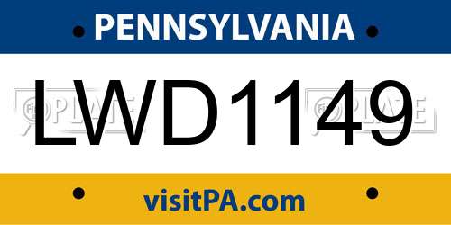 LWD1149 Pennsylvania License Plate