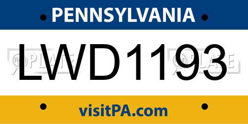 LWD1193 Pennsylvania License Plate