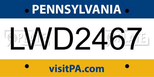 LWD2467 Pennsylvania License Plate