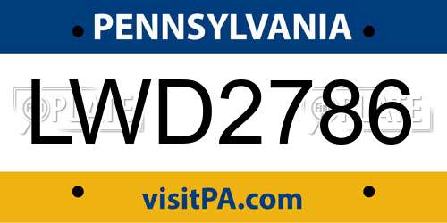 LWD2786 Pennsylvania License Plate