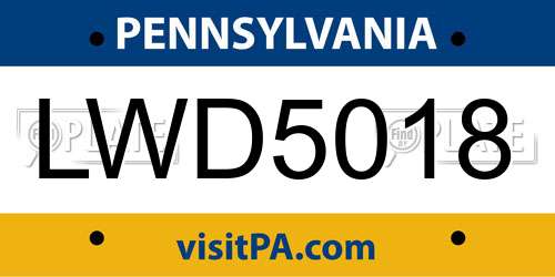 LWD5018 Pennsylvania License Plate