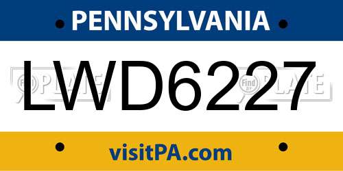 LWD6227 Pennsylvania License Plate
