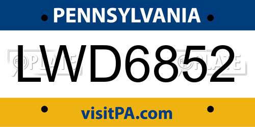 LWD6852 Pennsylvania License Plate