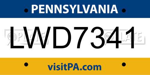 LWD7341 Pennsylvania License Plate