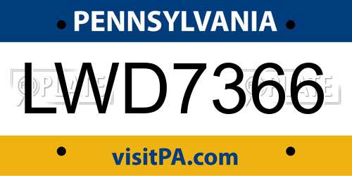 LWD7366 Pennsylvania License Plate