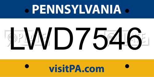 LWD7546 Pennsylvania License Plate