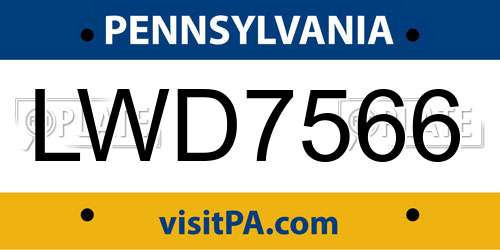 LWD7566 Pennsylvania License Plate