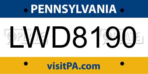 LWD8190 Pennsylvania License Plate