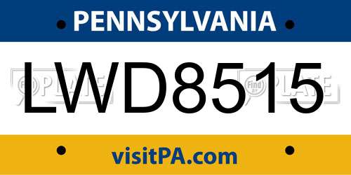 LWD8515 Pennsylvania License Plate