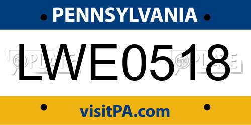 LWE0518 Pennsylvania License Plate
