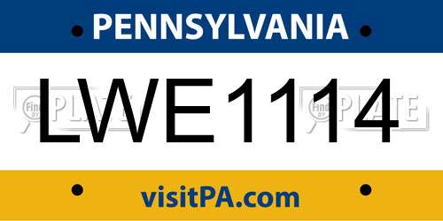 LWE1114 Pennsylvania License Plate