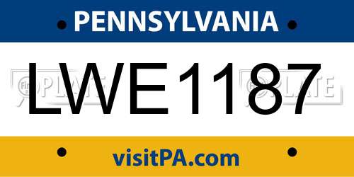 LWE1187 Pennsylvania License Plate