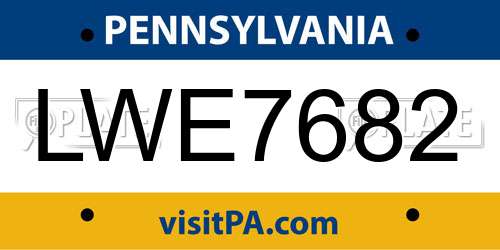 LWE7682 Pennsylvania License Plate