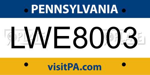 LWE8003 Pennsylvania License Plate