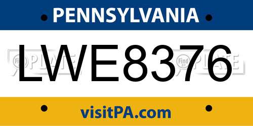 LWE8376 Pennsylvania License Plate
