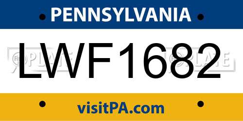 LWF1682 Pennsylvania License Plate