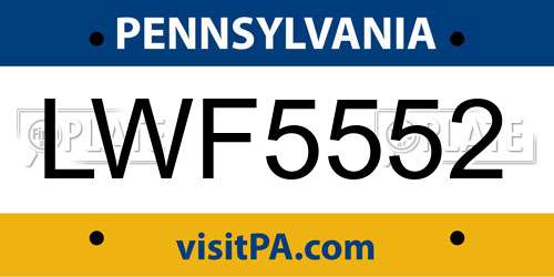 LWF5552 Pennsylvania License Plate