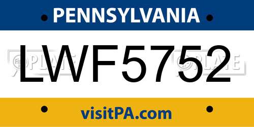 LWF5752 Pennsylvania License Plate