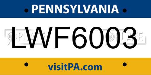 LWF6003 Pennsylvania License Plate