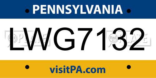 LWG7132 Pennsylvania License Plate