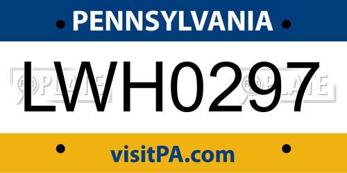 LWH0297 Pennsylvania License Plate
