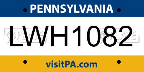 LWH1082 Pennsylvania License Plate