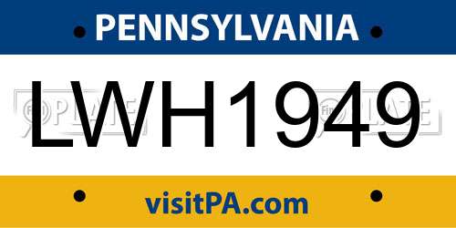 LWH1949 Pennsylvania License Plate