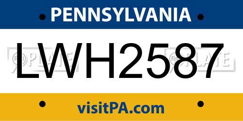LWH2587 Pennsylvania License Plate