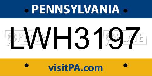 LWH3197 Pennsylvania License Plate