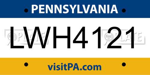 LWH4121 Pennsylvania License Plate