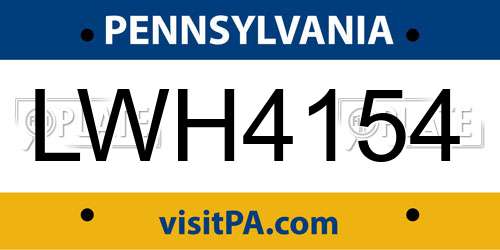 LWH4154 Pennsylvania License Plate