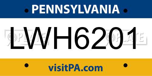 LWH6201 Pennsylvania License Plate