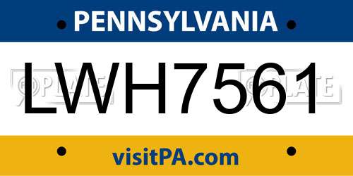 LWH7561 Pennsylvania License Plate