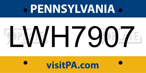 LWH7907 Pennsylvania License Plate