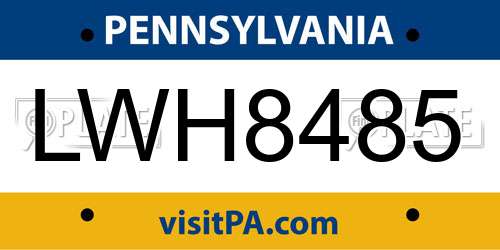 LWH8485 Pennsylvania License Plate