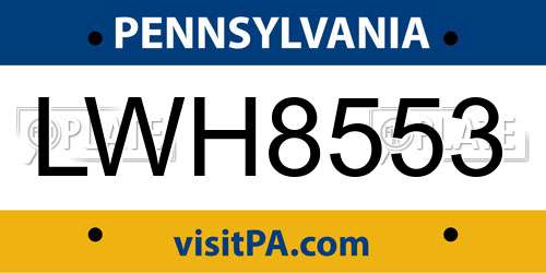 LWH8553 Pennsylvania License Plate