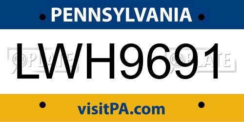 LWH9691 Pennsylvania License Plate