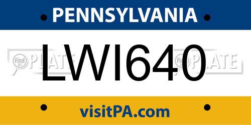 LWI640 Pennsylvania License Plate