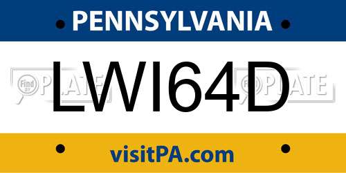 LWI64D Pennsylvania License Plate